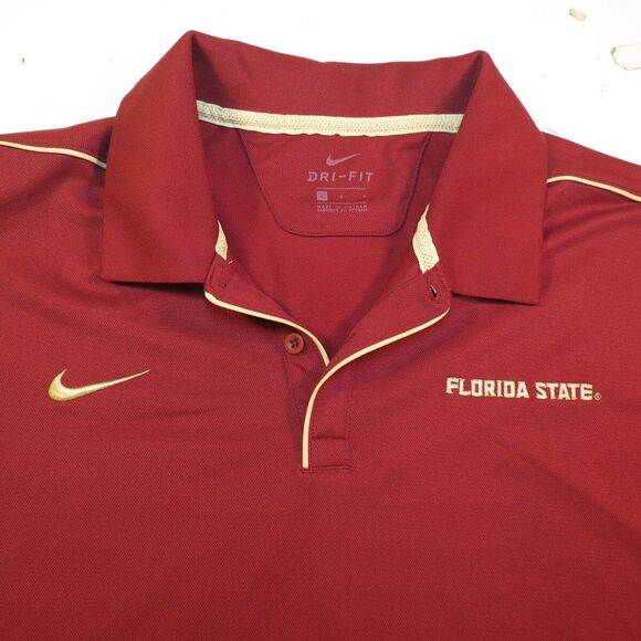 FLORIDA STATE FOOTBALL FSU SEMINOLES COLLEGE POLO  SHIRT Sz L NIKE - Picture 1 of 3